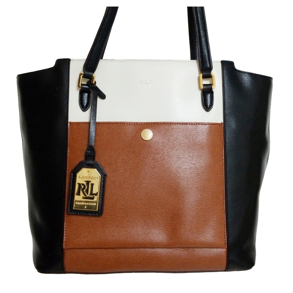 LAUREN Ralph Lauren Color Block Saffiano Leather Shoulder Bag